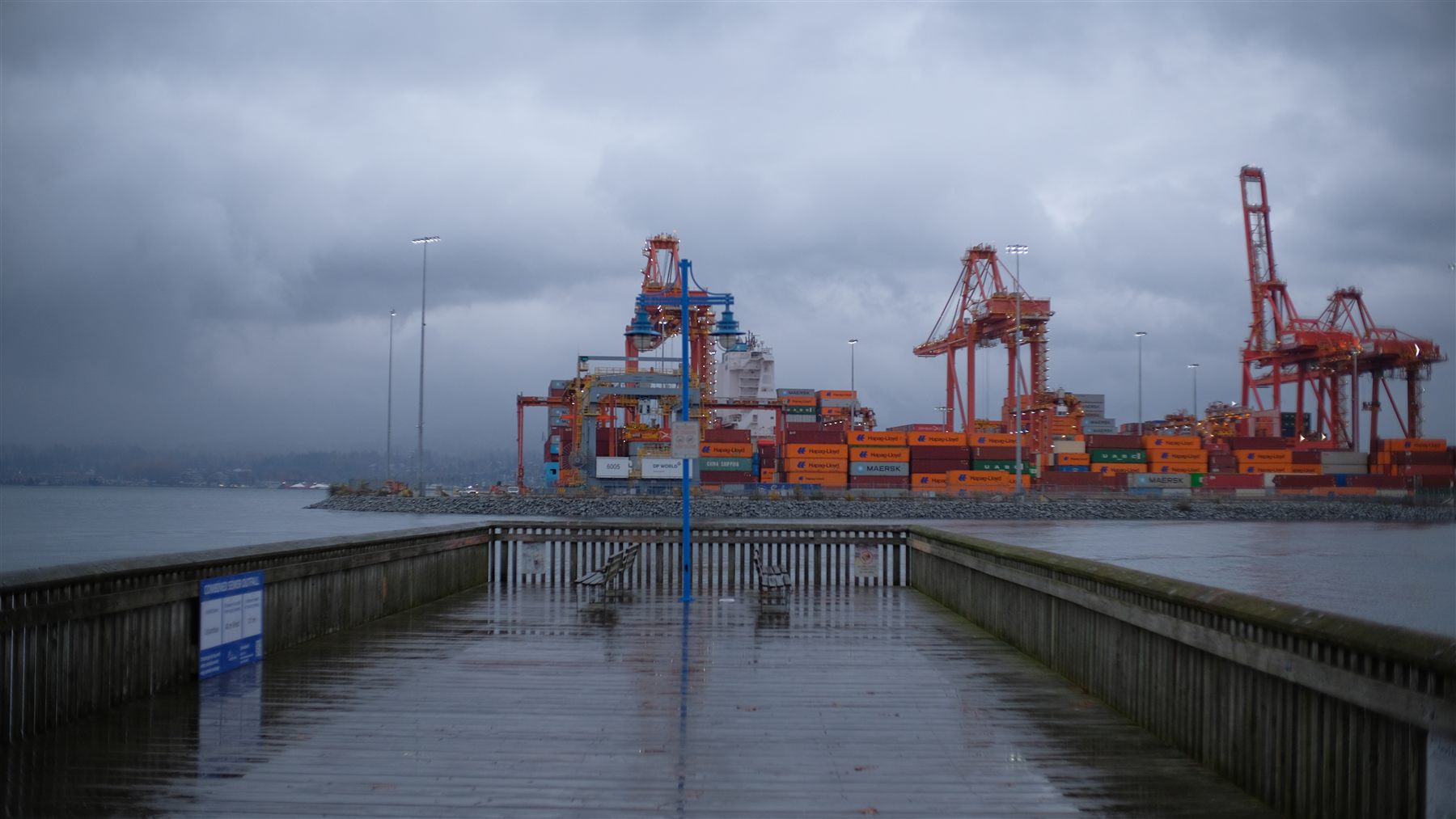 Vancouver harbour pier and cranes