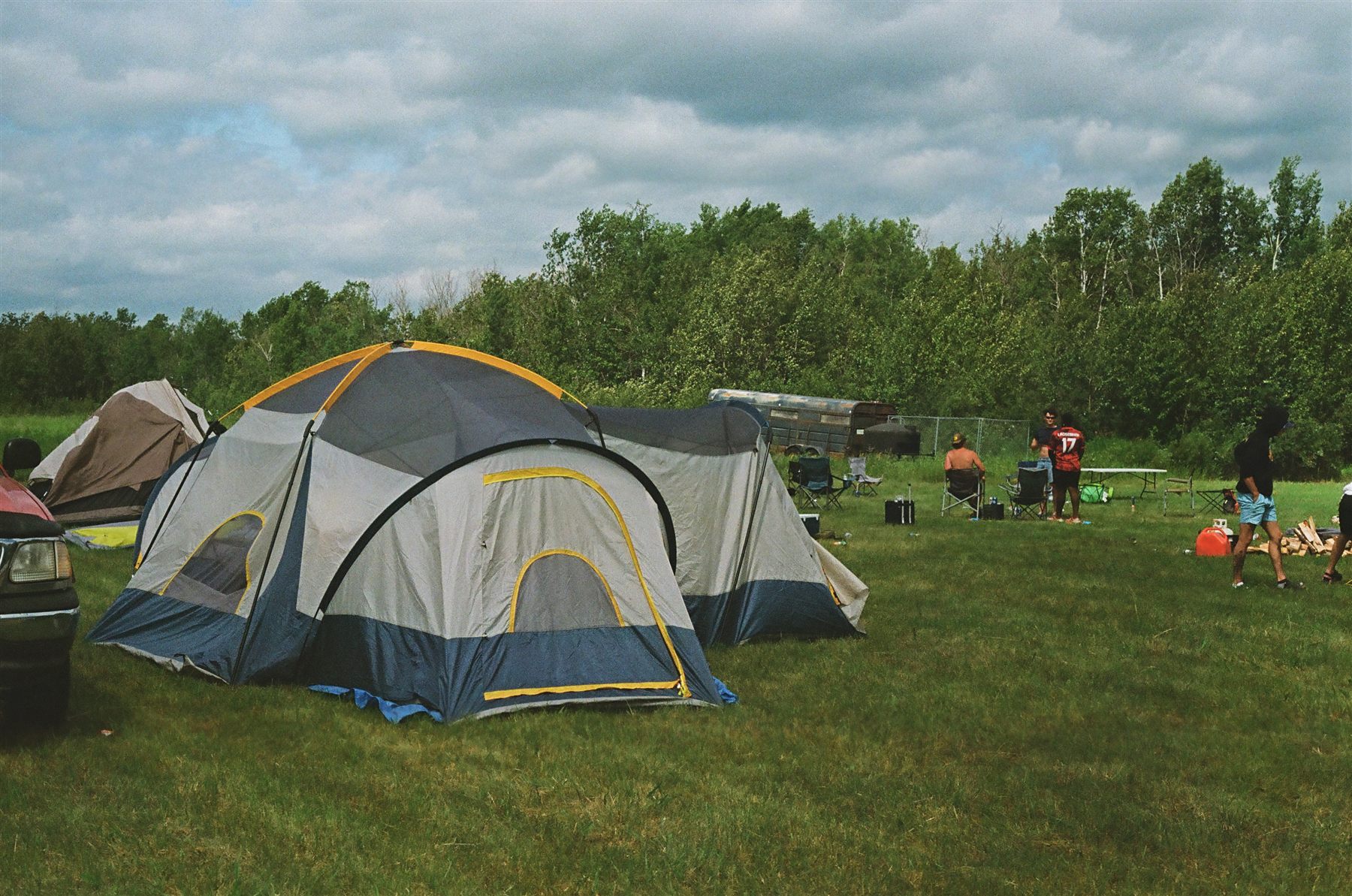 Tents on a grassy campsite