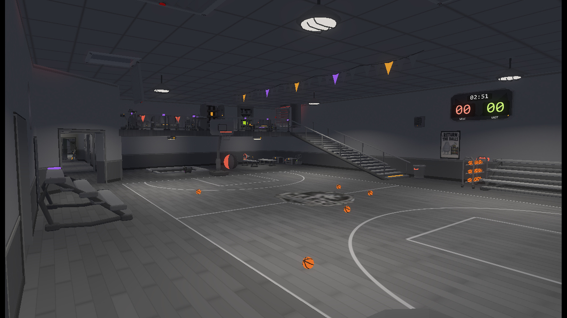 The gym. Nowhere good to hide.